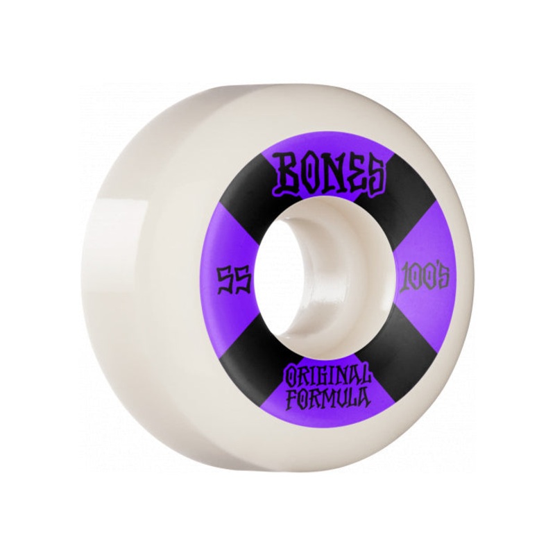 Bones 100’S 55MM V5 Sidecut White Skateboard Wheels 55MM