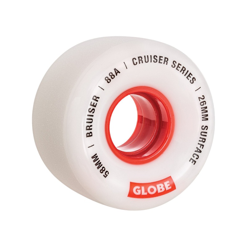 Globe Bruiser 88A 55MM/58MM/62MM White/Red Skateboard Wheels 55MM