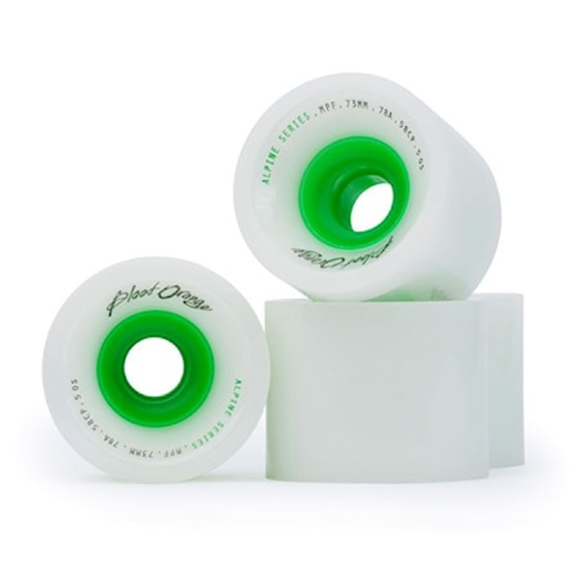 Blood Orange Alpine Series 73mm/80A, White w/Green Core Wheel Pack
