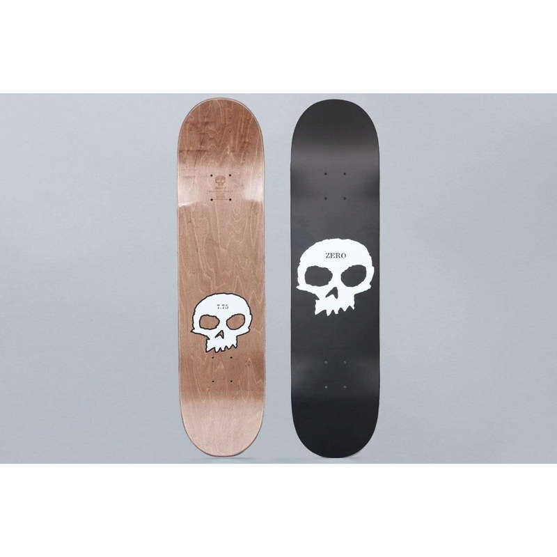 Zero 7.75 Single Skull Skateboard Deck Black / Pearlescent White
