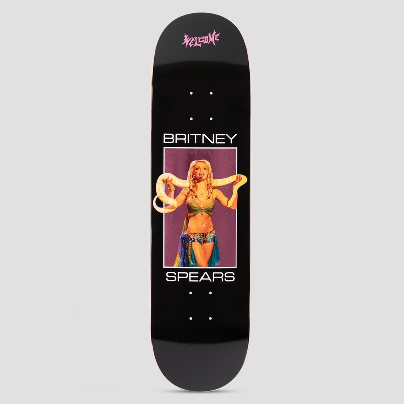 Welcome X Britney 8.5 Snake on Popsicle Skateboard Deck Black/Pink Foil
