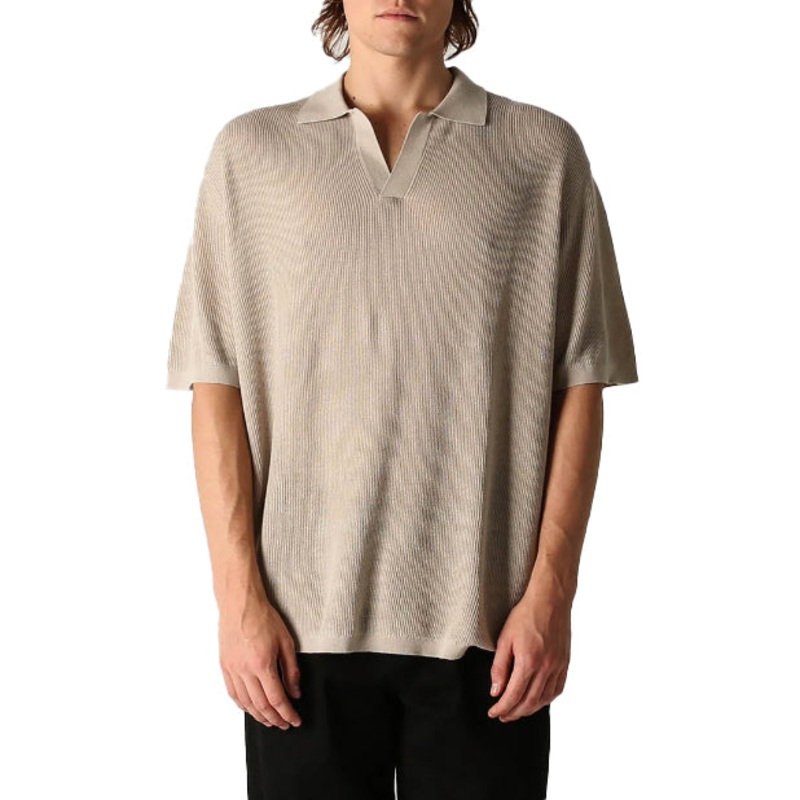 Open Collar Knit Polo Oat S Oat