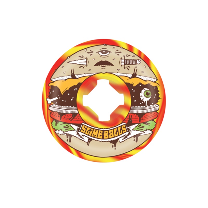 Santa Cruz Slime Balls Skateboard Wheels  Jeremy Fish Burger Speed Balls Red Yellow Swirl 56mm 99a