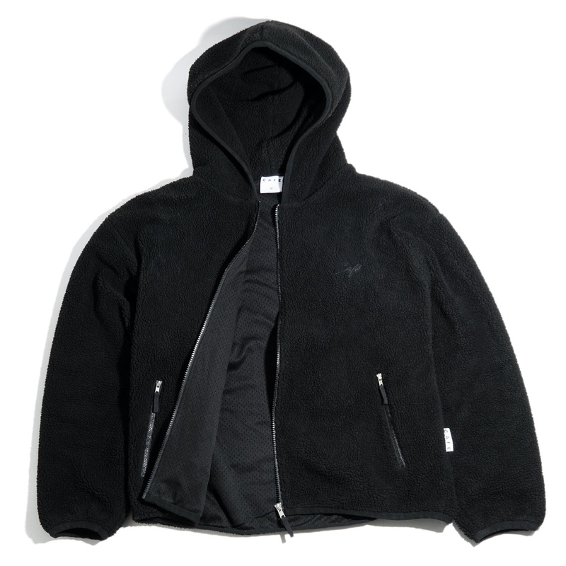 Sherpa Fleece Zip Hood Black Small