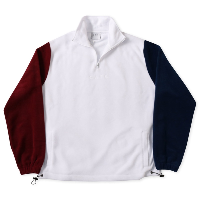 1/4 Zip Fleece – Cream/Burgundy/Navy S