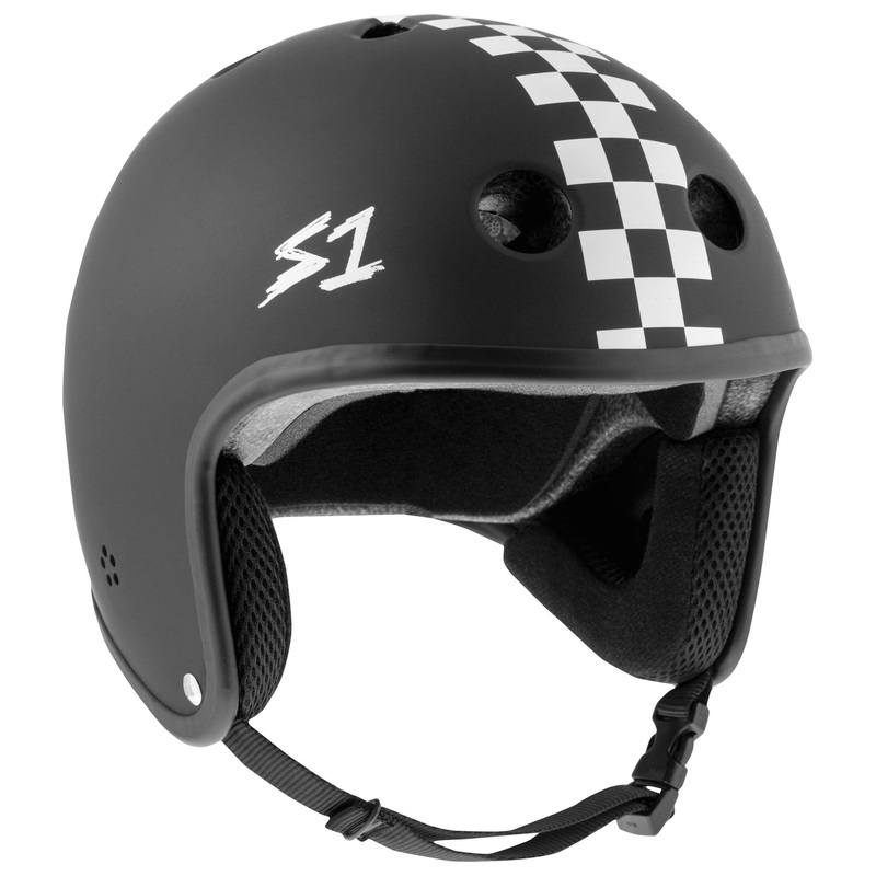 S-ONE RETRO LIFER MATTE BLACK WITH WHITE CHECKER HELMET Small
