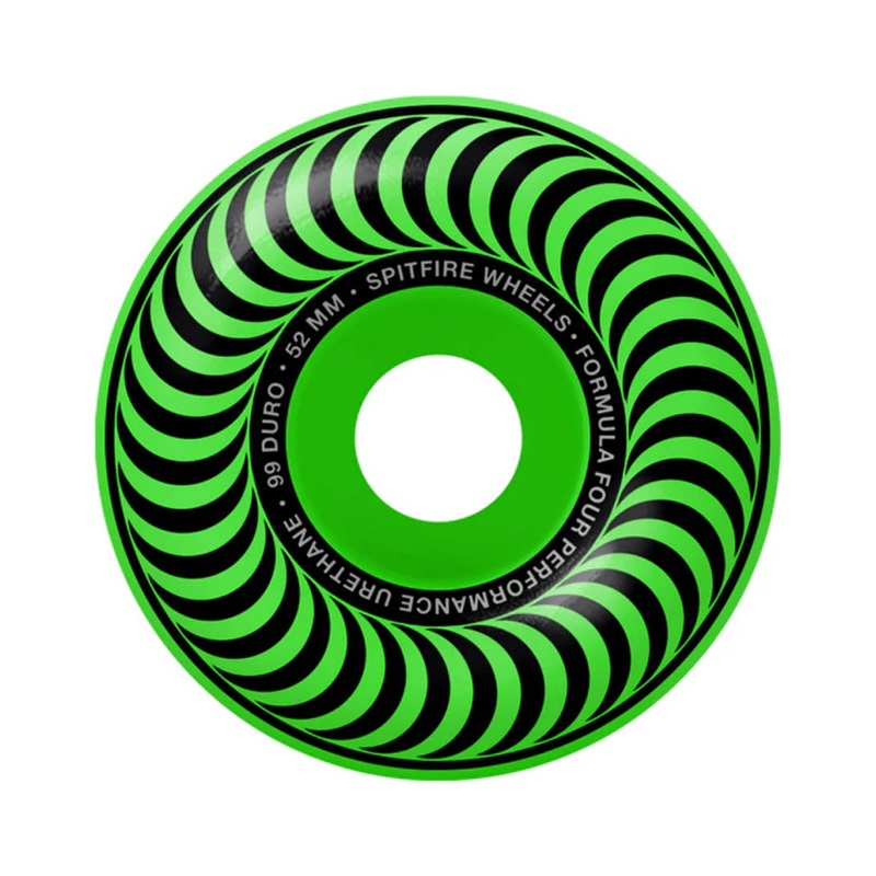 F4 99D Classics Neon Green Skateboard Wheels 52MM