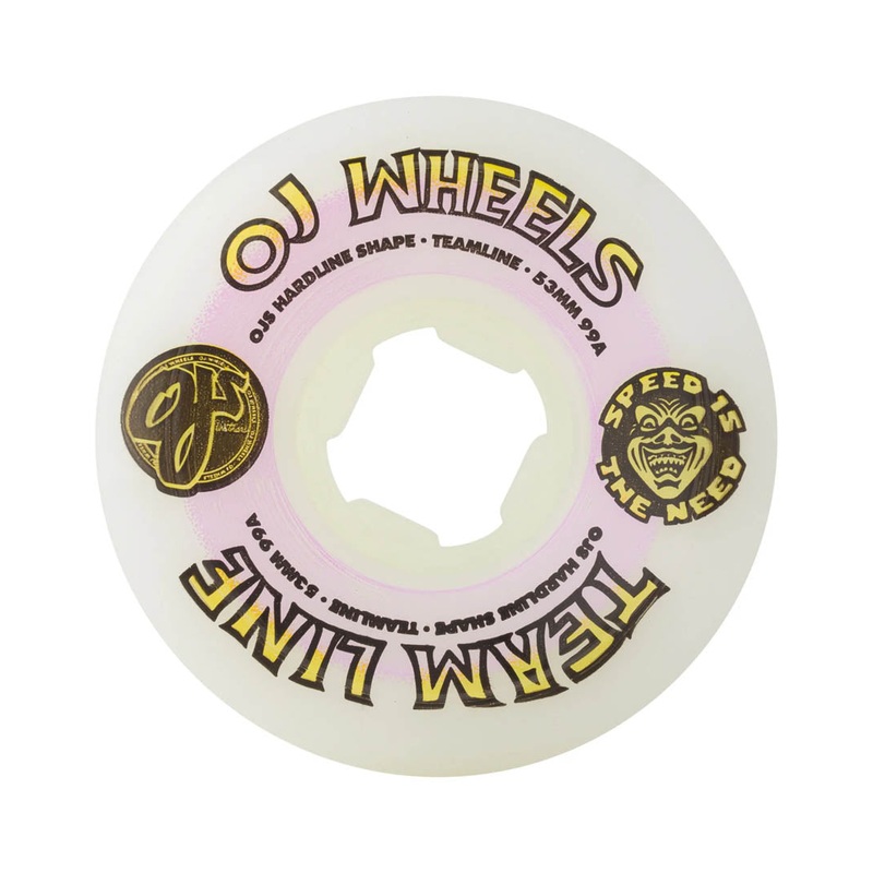 Team Line Original White Hardline 99A Skateboard Wheels – Purple/Yellow 53MM
