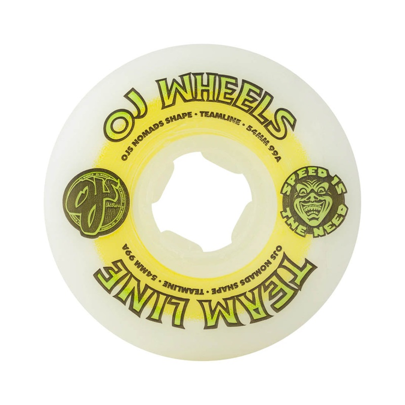 Team Line Original White Hardline 99A Skateboard Wheels – Yellow/Green 54MM