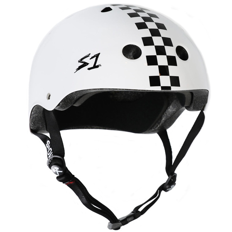 S-One Mega Lifer Helmet – White Gloss/Black Checkers