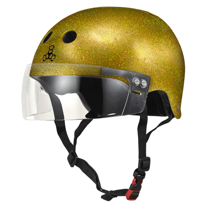 Triple 8 THE Cert SS Visor Helmet – Gold Glitter XS/S