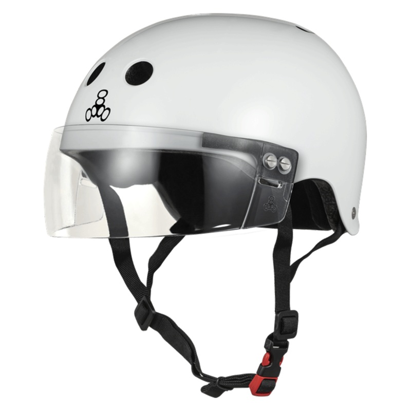 Triple 8 THE Cert SS Visor Helmet – White Gloss XS/S