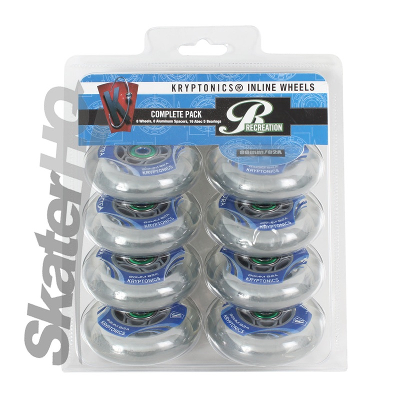 Kryptonics Vectra 80mm/82a 8pk w/ Bearings W 71-80mm Clear